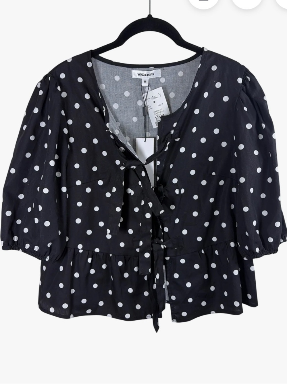 VIGOSS polka dot tie top